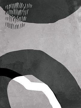 Abstract geometric organic shapes and lines in pastel colors in black and grey by Dina Dankers