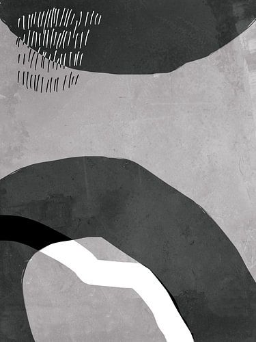 Formes et lignes organiques géométriques abstraites dans des couleurs pastel en noir et gris