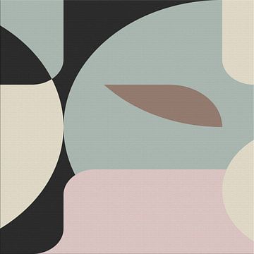Retro architectuur. Abstracte grafische geometrische kunst in pastelkleuren II van Dina Dankers