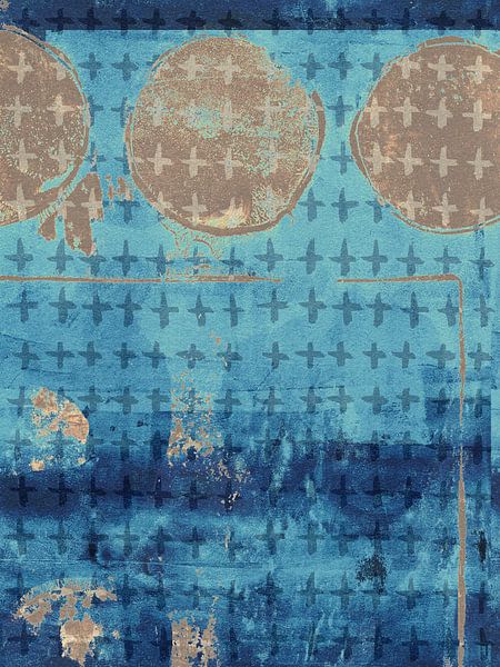 Abstract organic shapes in blue and brown. by Dina Dankers