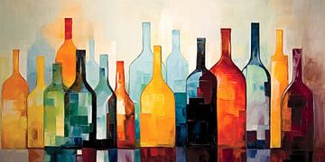 Kleurige abstracte flessen van Bert Nijholt