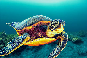 Porträt einer Schildkröte im Meer Illustration