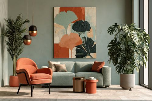 Ginkgo Quartet – Structuurkunst in Terracotta en Saliegroen
