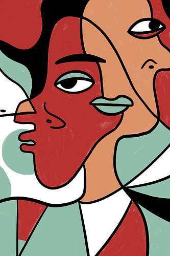 1 Persoon 2 Gezichten Schilderij