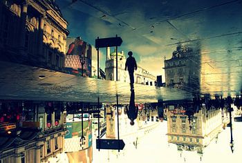 London - Piccadilly Circus after a rainshower - surrealistic