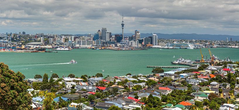 Panoramic aerial view of the Auckland city by Yevgen Belich