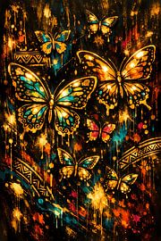 Metamorphose des Lichts: Tanz der goldenen Falter von ButterflyPix