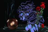 3D-illustratie. Dragon en Rose zijn één.