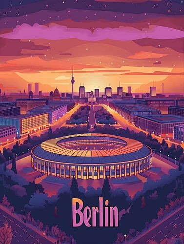 Dromen in Berlijn: Retro Stadslicht Poster