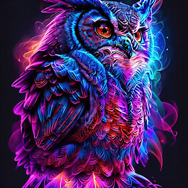 Neon Owl Oracle by Susanne Van Grimbergen