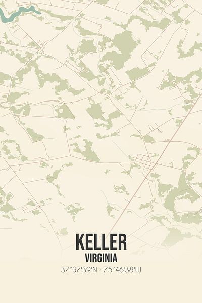 Vintage map of Keller (Virginia), USA. by Prints of Place