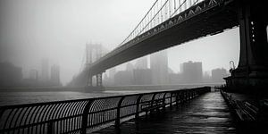 Manhattan Bridge im Nebel - minimalistische Mystik