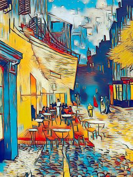 Vrolijke Caféterras bij nacht van Van Gogh van Classics Remastered.nl