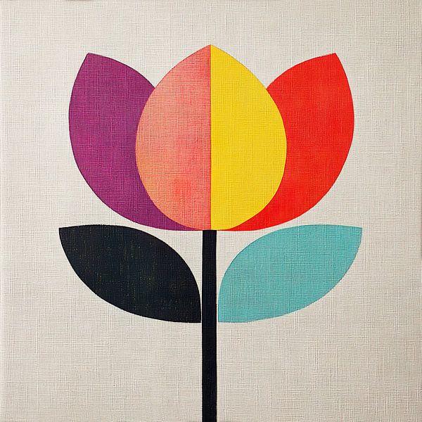 Abstracte weergave van een kleurrijke tulp van Lauri Creates