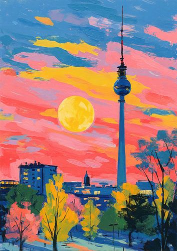 Berlin TV Tower Sunset Pastel