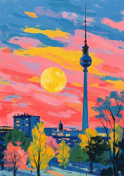 Berlin TV-Turm Sonnenuntergang Pastell von Niklas Maximilian