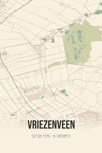 Alte Landkarte von Vriezenveen (Overijssel)