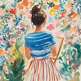 Künstlerin im Garten von IamHome Studio