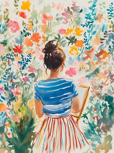 Artist Girl in Garden