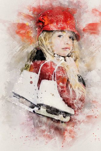 Girl with figure skates (artwork)
