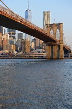 Le pont de Brooklyn à New York le matin avec le One World Trade Center sur Merijn van der Vliet