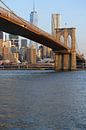 Brooklyn Bridge in New York in de ochtend met One World Trade Center van Merijn van der Vliet thumbnail