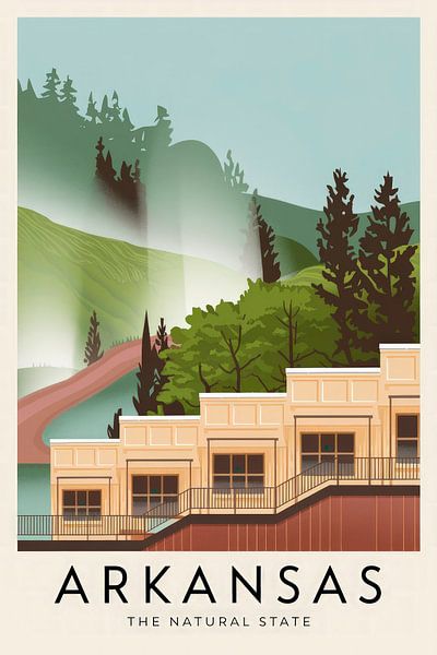 Affiche de voyage vintage de l'Arkansas par Poster Art Shop