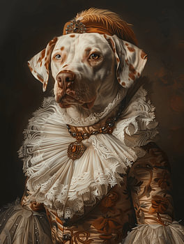 Majestueuze gevlekte hond in koninklijke renaissancepracht