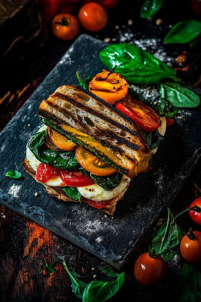 Grilled vegetable roll with spinach salad by Poster Art Shop