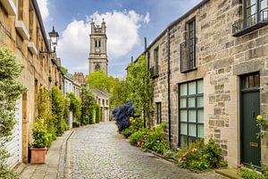 Circus Lane avec la tour de l'horloge St Stephens