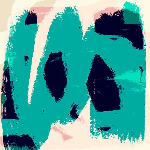 Pays de rêve. Paysage dans les tons pastel. Art abstrait moderne en vert, noir et rose