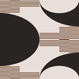 Retro Geometrische Abstractie. Moderne kunst in bruin, wit, zwart nr. 2 van Dina Dankers