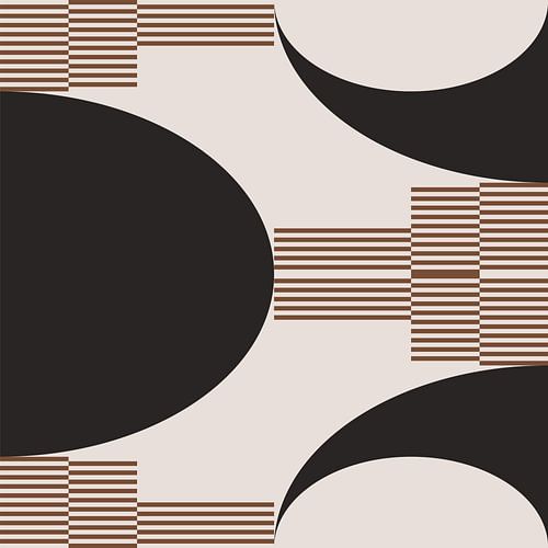 Retro Geometrische Abstractie. Moderne kunst in bruin, wit, zwart nr. 2