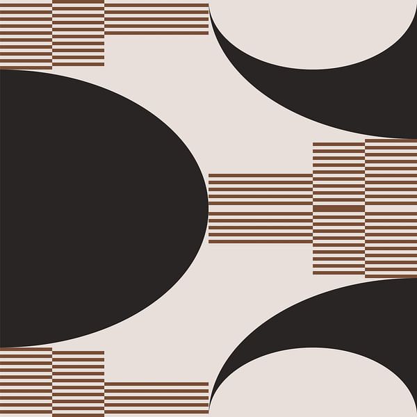Abstraction géométrique rétro. Art moderne en marron, blanc, noir n° 2 par Dina Dankers