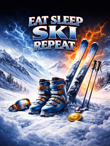 Essen, Schlafen, Skifahren – Retro-Flamme