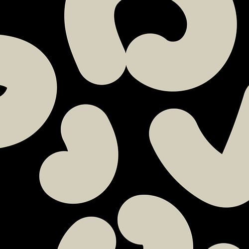 Boho Abstracte Vormen. Wit op zwart nr. 5