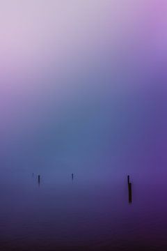 Blauw en paarse mist over de Rijkerswoerdse Plassen van Robert Wiggers