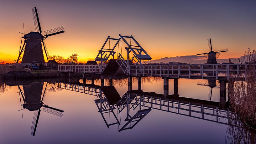 Coucher de soleil à Kinderdijk par Michael van der Burg