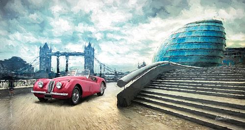 Jaguar XK 140 - London City Hall and Tower Bridge