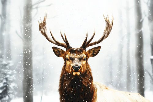 Majestic Deer in Winter Silence