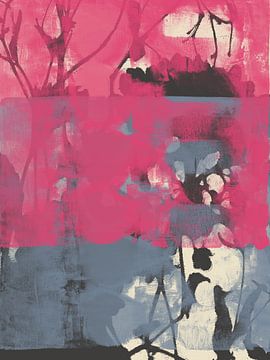 Rosa, blau, schwarz. Bunte abstrakte Kunst in leuchtenden Farben von Dina Dankers