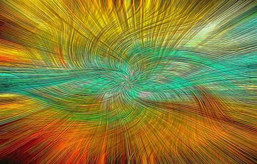 Abstract met geel, oranje en groen