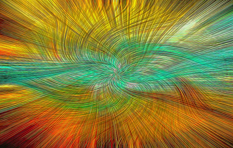 Abstract yellow, orange and blue by Rietje Bulthuis