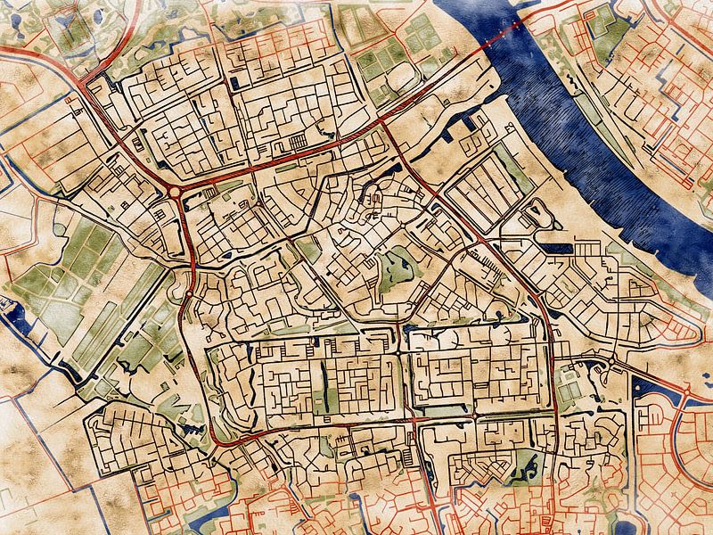 Map of Spijkenisse with the style 'Serene Summer' by Maporia