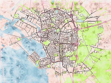 Kaart van Bergen op Zoom in de stijl 'Soothing Spring' van Maporia