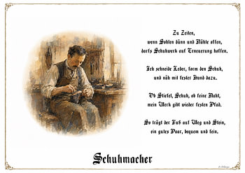 Schuhmacher – Zunftbild mit Gedicht