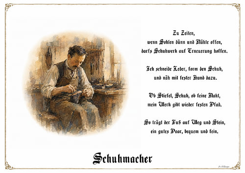 Schoenmaker – gildebeeld met gedicht