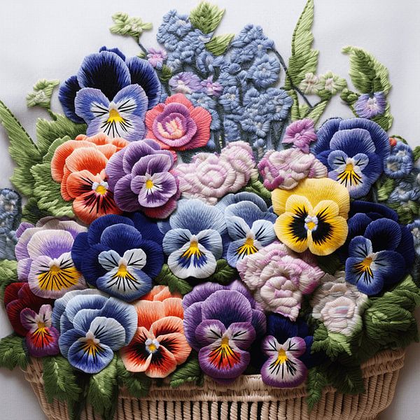 Embroidery Needlework Lush Pansies Tapestry by gm_designs