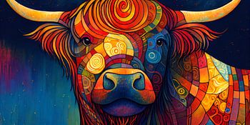 Portret van een kleurrijke Schotse Hooglander