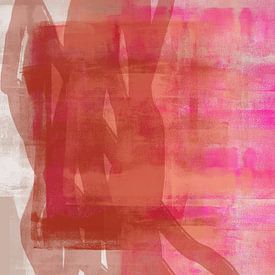 Abstrait minimaliste coloré en rose néon et terracotta sur Art minimaliste abstrait